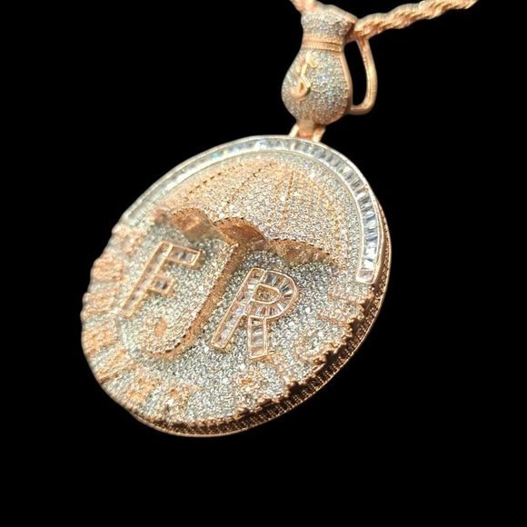 14K Rose Gold Finish Forever Rich - Free 24" x 3mm Rope Chain. - Picture 7 of 9